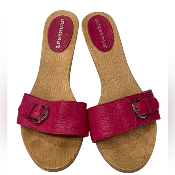 Burberry Pink Pebble Leather Sandal Slipper Slide Sz:36/US:6 - Picture 1 of 9